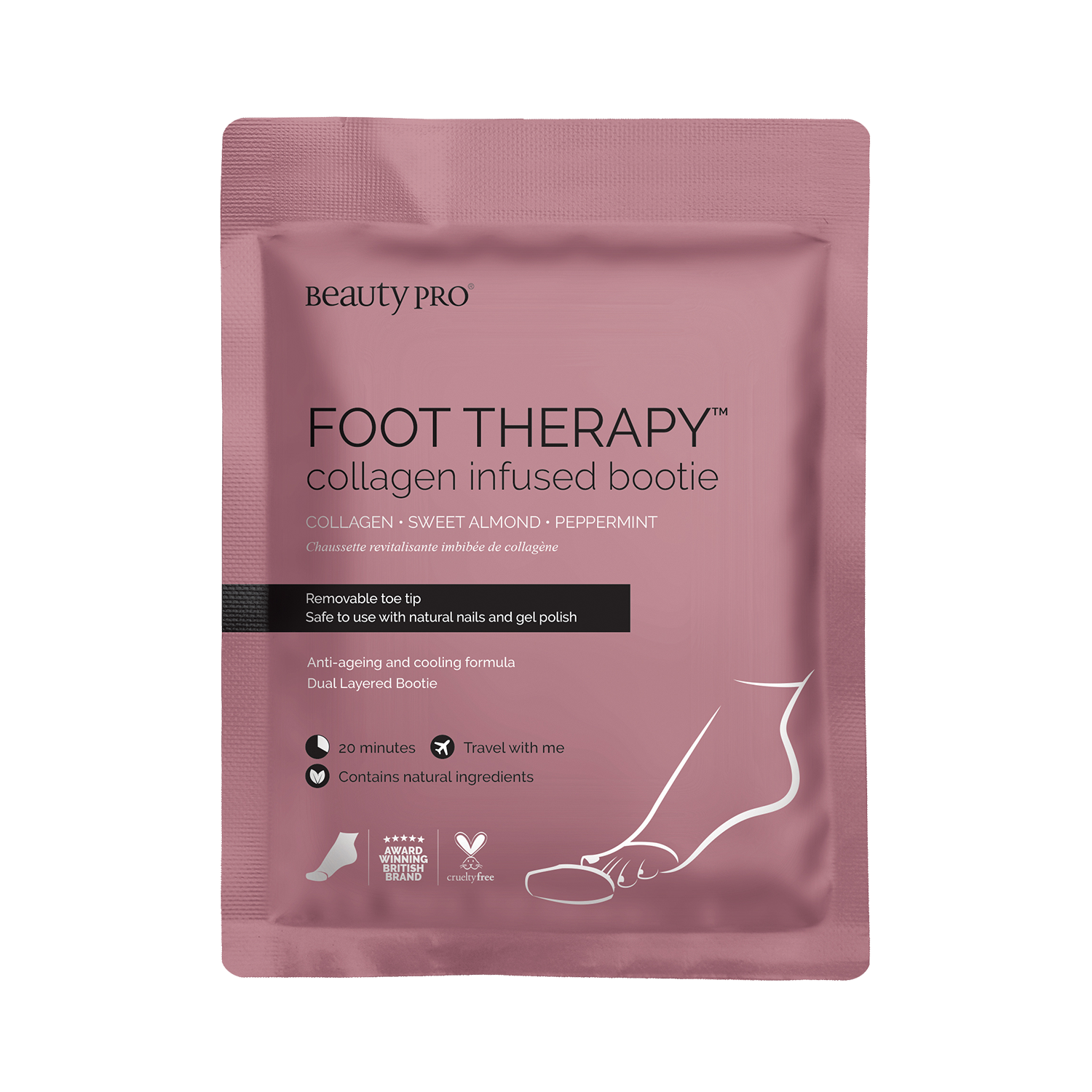 BeautyPro FOOT THERAPY Collagen Infused Bootie with Removable Toe Tip  1